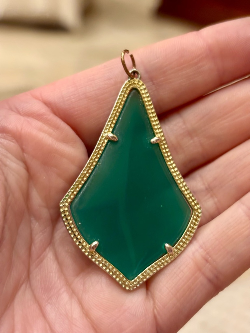 Kendra Scott Green Gold-Trimmed Teardrop Pendant - Women Jewelry